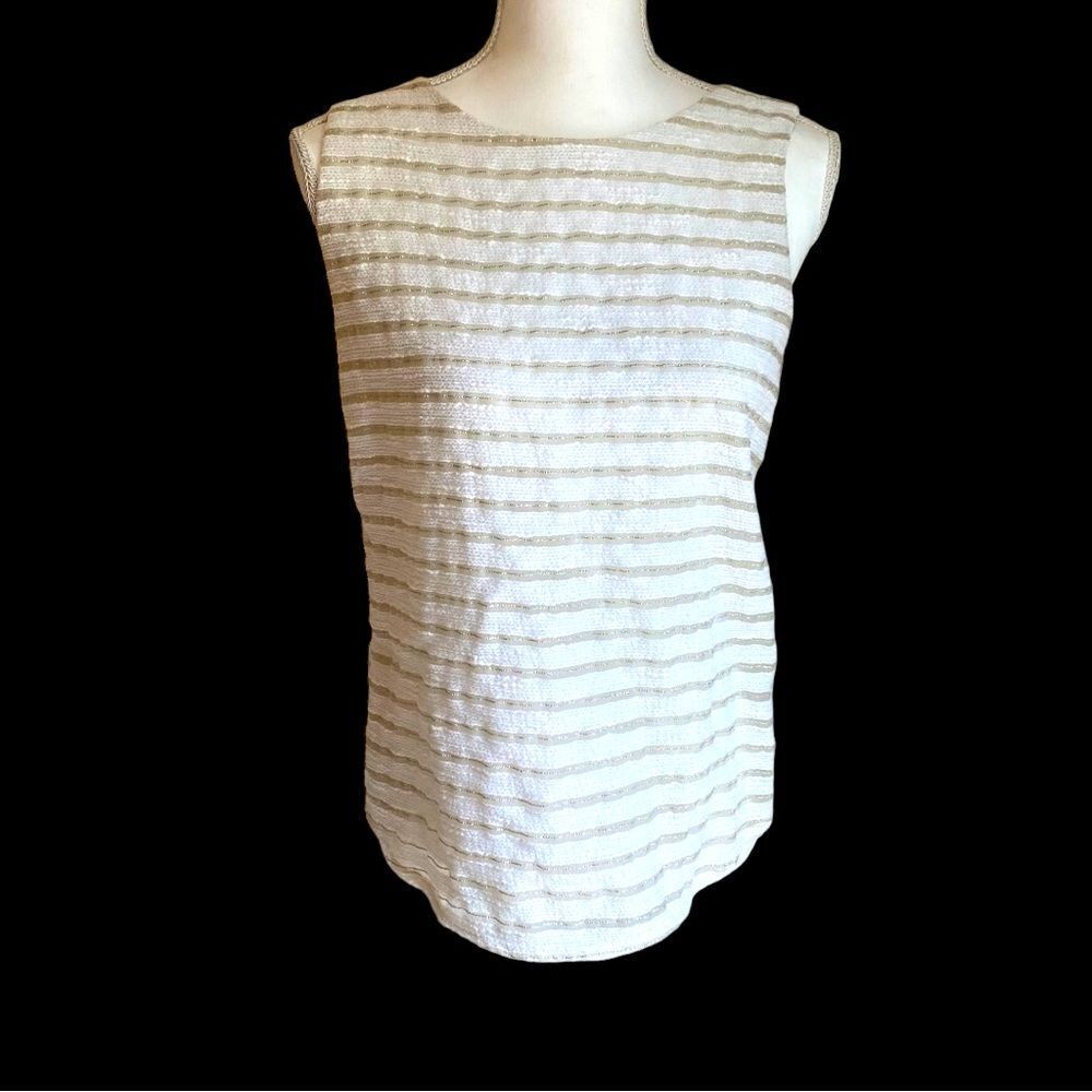 Ann Taylor Sleeveless Top Silver Metallic Size Small